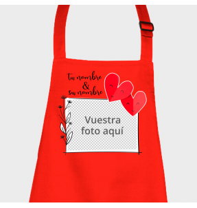 Delantal para San Valentín diseño marco corazones personalizable