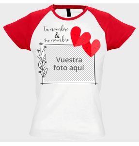 Camiseta mujer para San Valentín diseño marco corazones personalizable