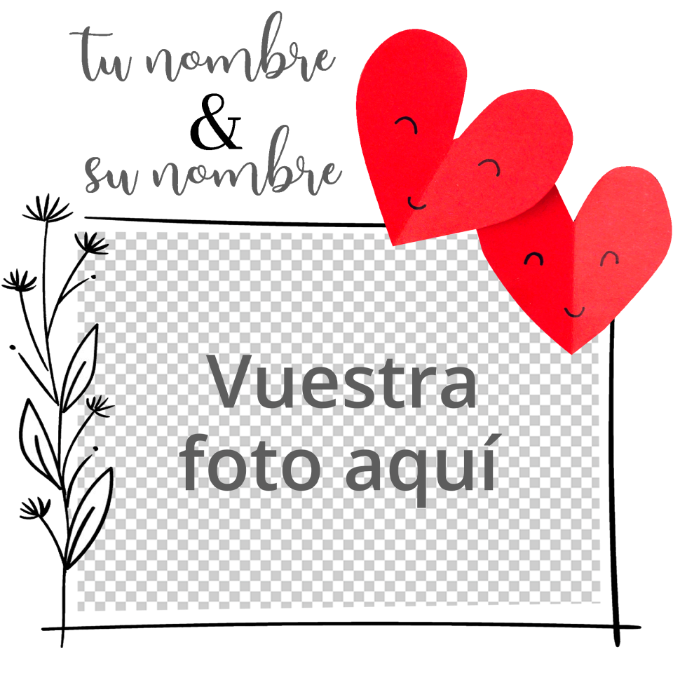 Taza corazón para San Valentín diseño marco corazones personalizable