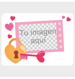 Mantel individual con base corcho para San Valentín diseño candado personalizable