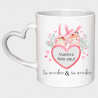 Taza corazón para San Valentín diseño conejos personalizable
