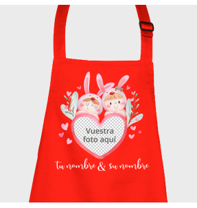 Delantal para San Valentín diseño conejos personalizable