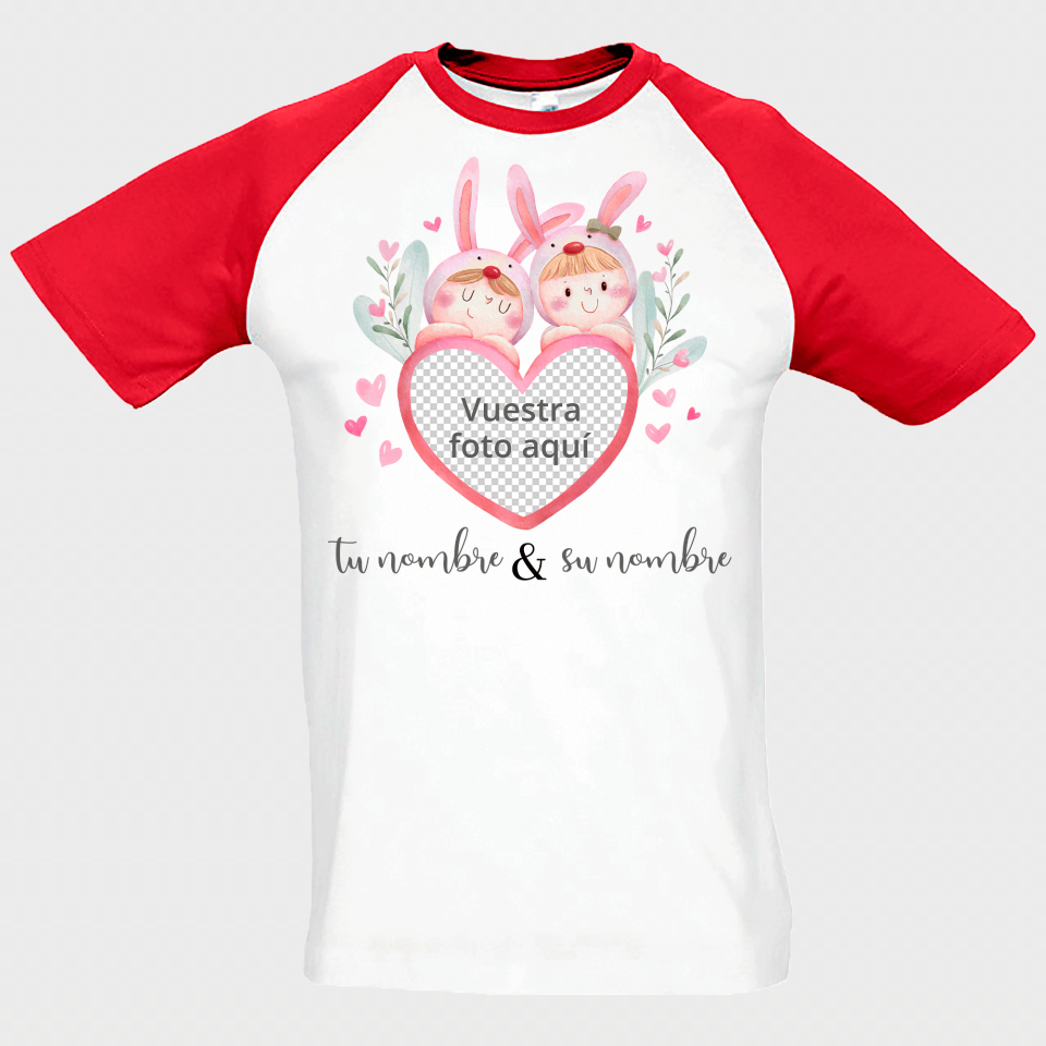 Camiseta unisex para San Valentín diseño conejos personalizable
