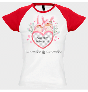 Camiseta mujer para San Valentín diseño conejos personalizable