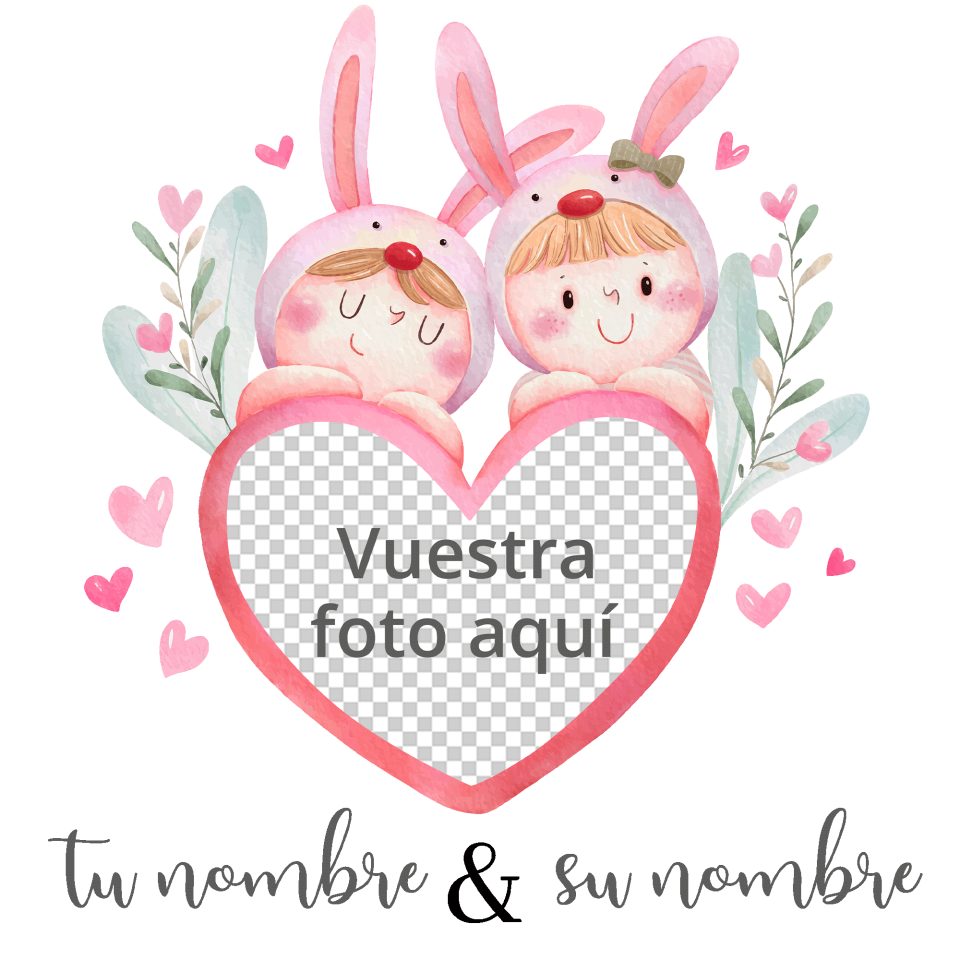 Camiseta mujer para San Valentín diseño conejos personalizable