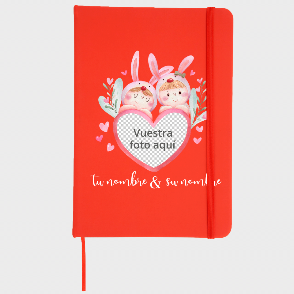 Bloc de notas para San Valentín diseño conejos personalizable