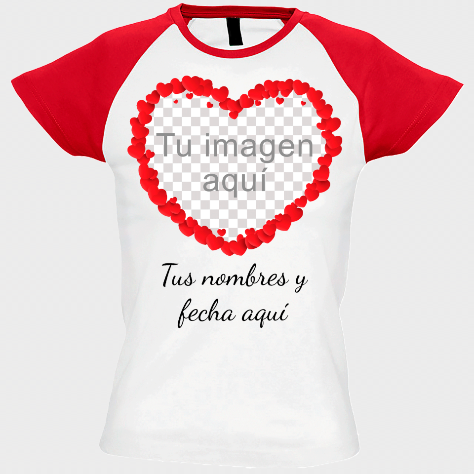 Camiseta mujer para San Valentín diseño corazón personalizable