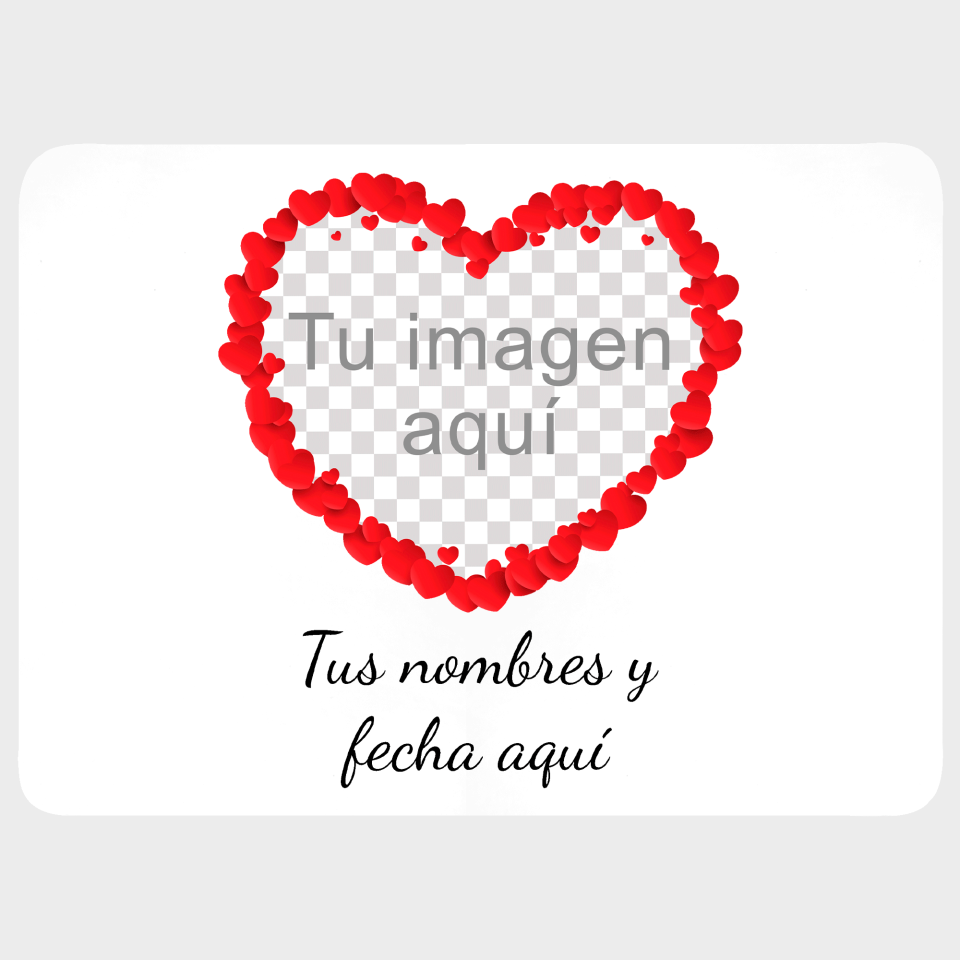 Mantel individual con base corcho para San Valentín diseño corazón personalizable