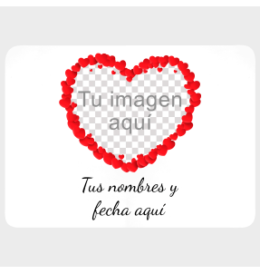 Mantel individual con base corcho para San Valentín diseño corazón personalizable