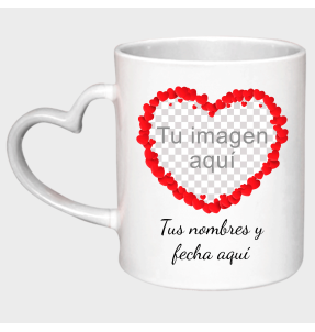 Taza corazón para San Valentín diseño corazón personalizable