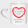 Taza corazón para San Valentín diseño corazón personalizable