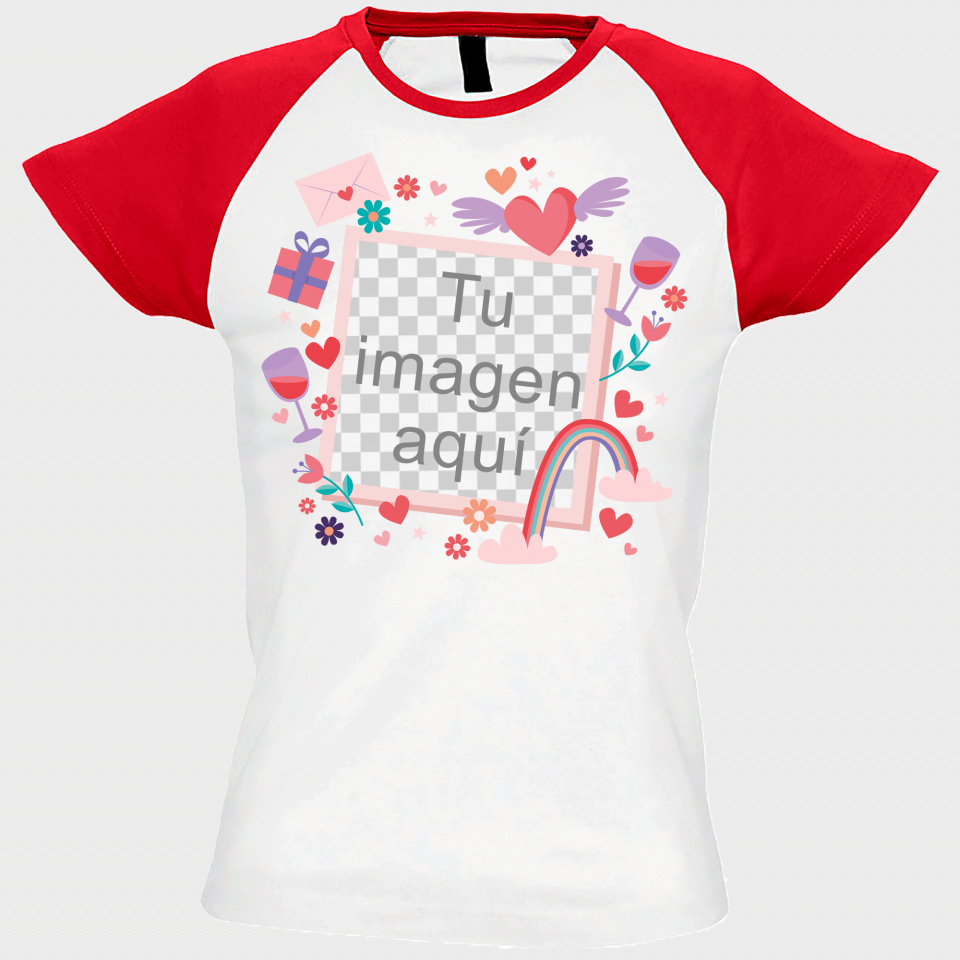 Camiseta mujer para San Valentín diseño marco fotos personalizable