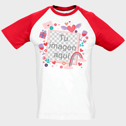 Camiseta unisex para San Valentín marco fotos personalizable, comprar