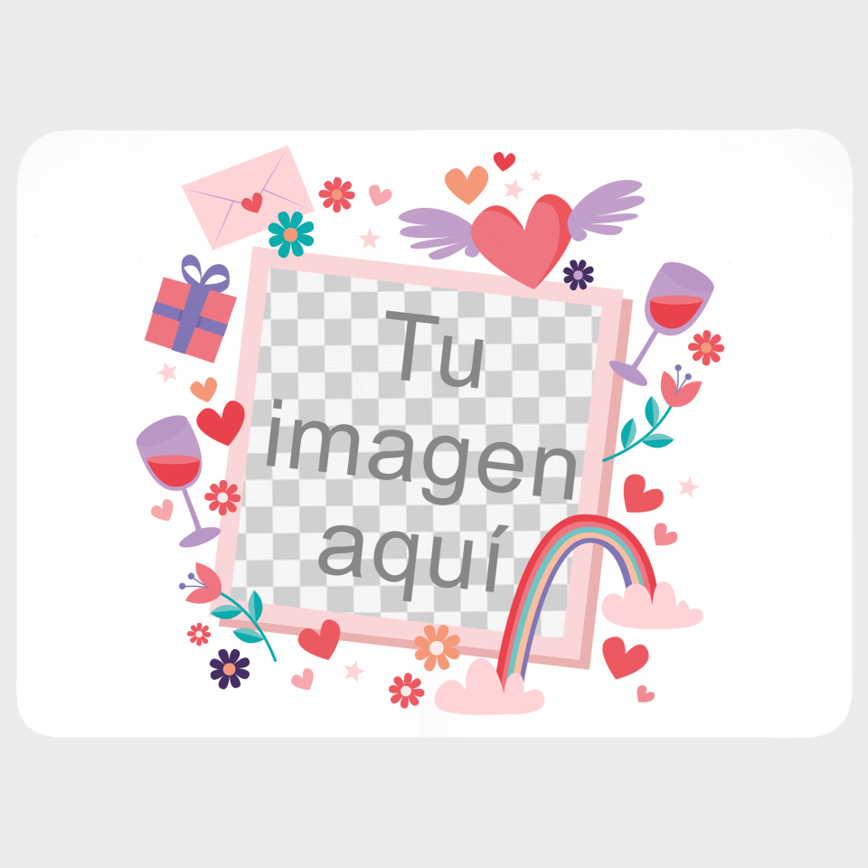 Mantel individual con base corcho para San Valentín diseño marco fotos personalizable