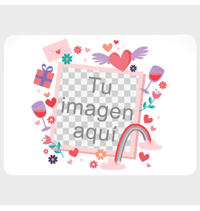 Mantel individual con base corcho para San Valentín diseño marco fotos personalizable