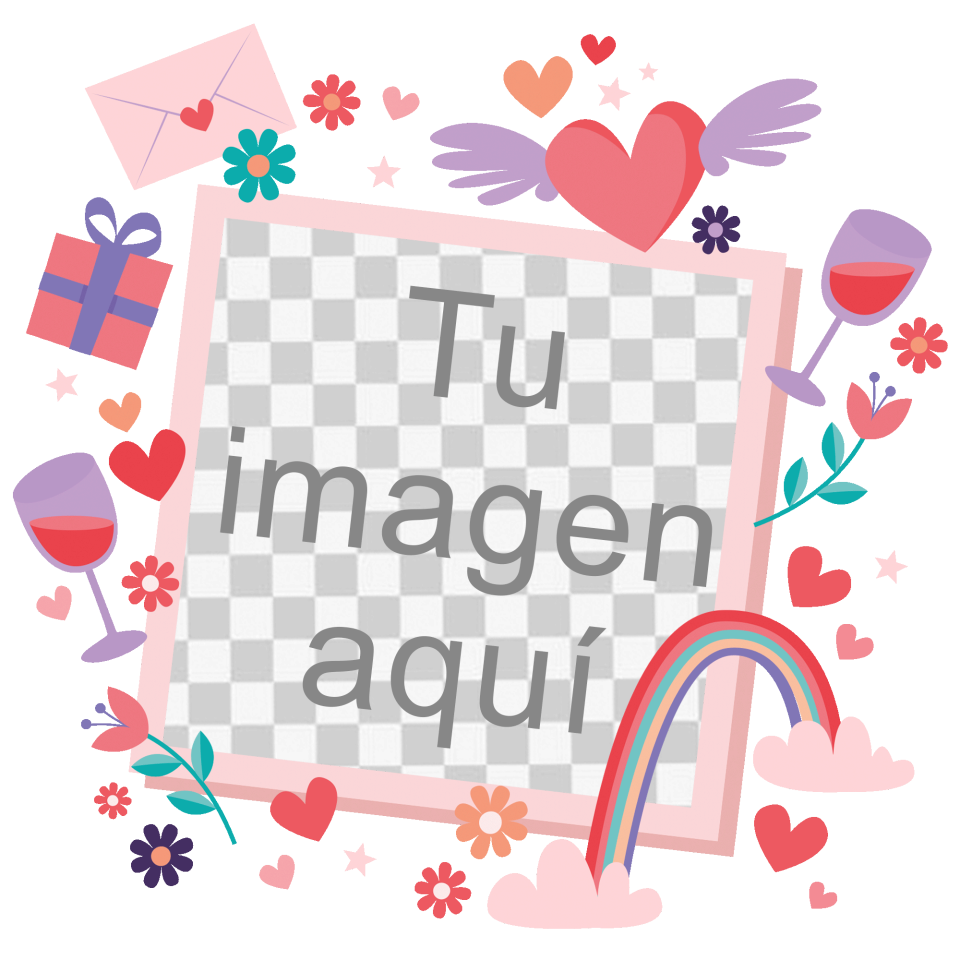 Mantel individual con base corcho para San Valentín diseño marco fotos personalizable