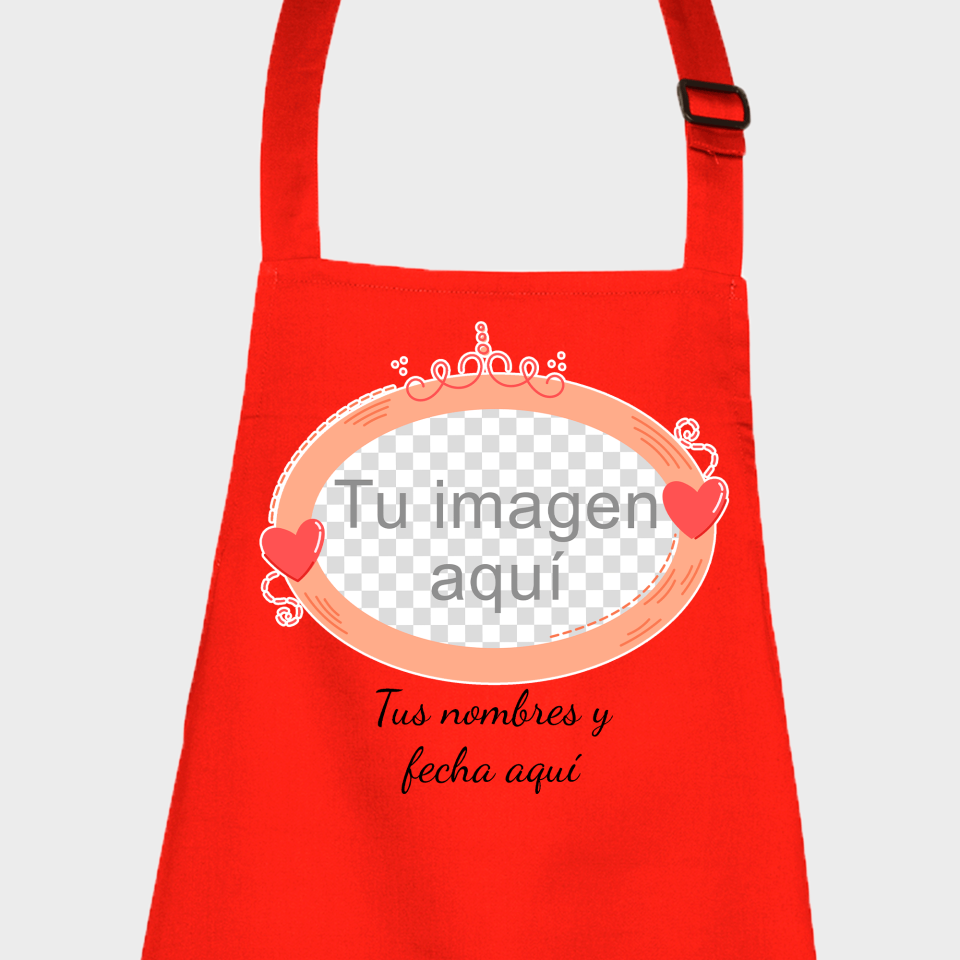 Delantal para San Valentín diseño óvalo personalizable