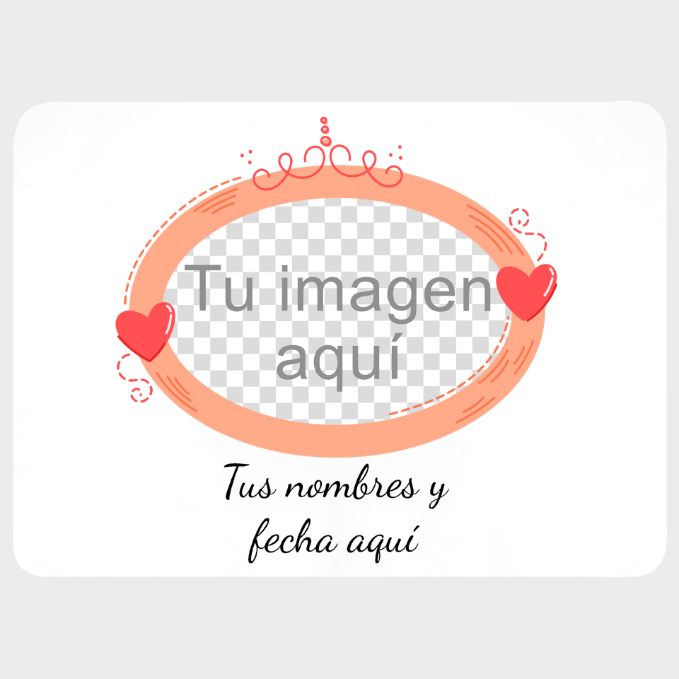 Mantel individual con base corcho para San Valentín diseño óvalo personalizable