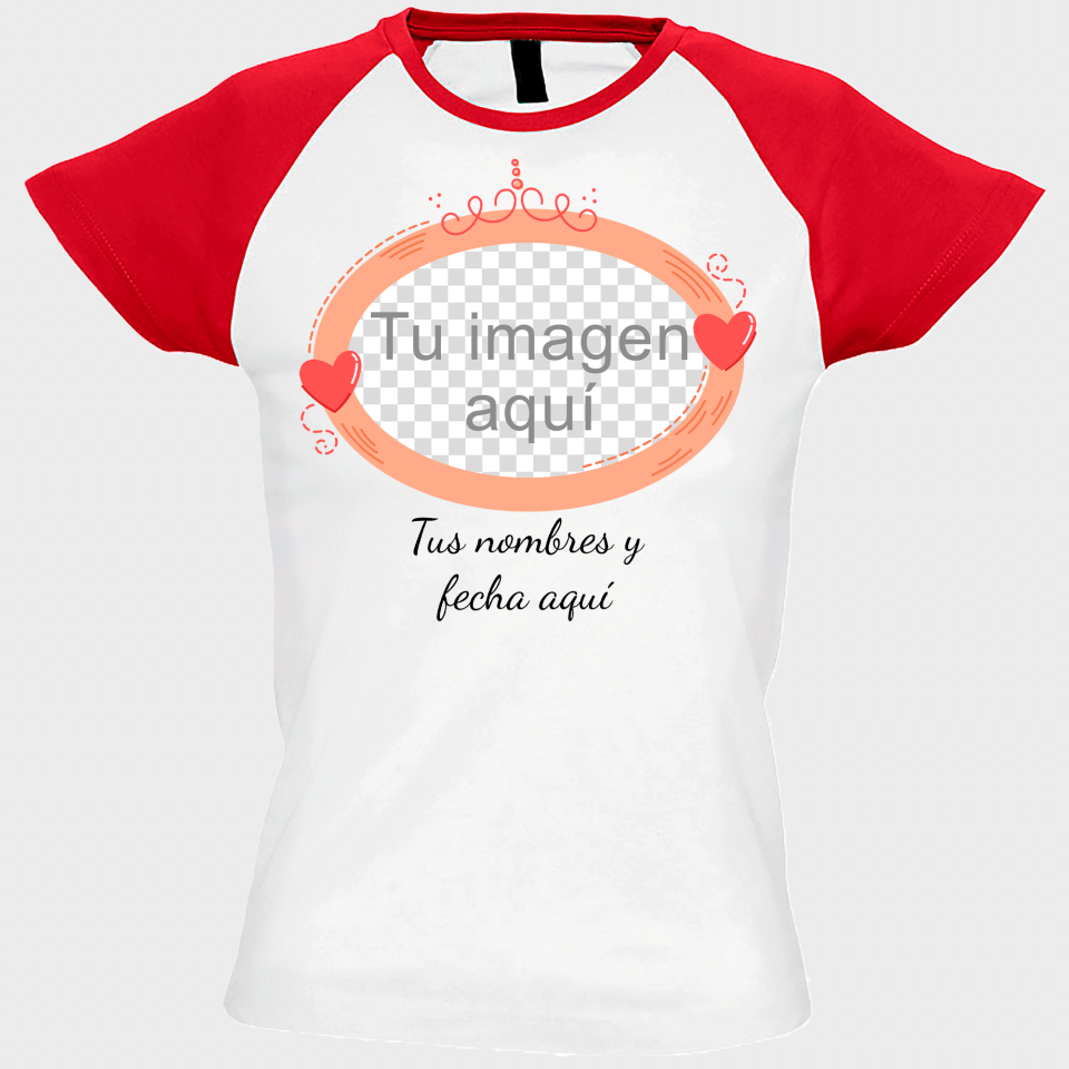 Camiseta mujer para San Valentín diseño óvalo personalizable