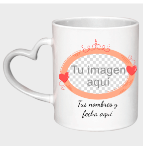 Taza corazón para San Valentín diseño óvalo personalizable