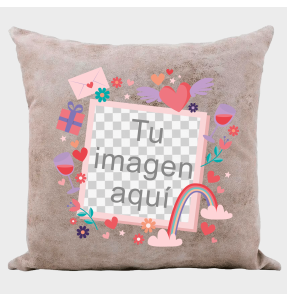 Cojín tacto cuero para San Valentín diseño marco fotos personalizable