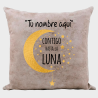 Cojín tacto cuero para San Valentín diseño hasta la luna personalizable