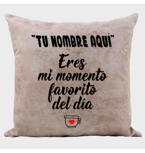 Cojín tacto cuero para San Valentín diseño momento favorito personalizable
