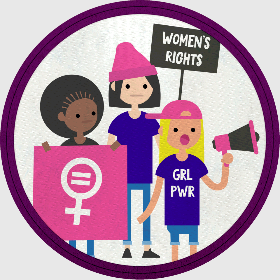 Parche redondo para el día de la mujer diseño Amigas