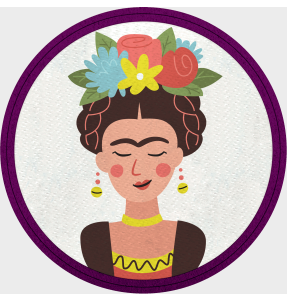 Parche redondo para el día de la mujer diseño Frida