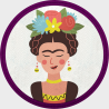 Parche redondo para el día de la mujer diseño Frida