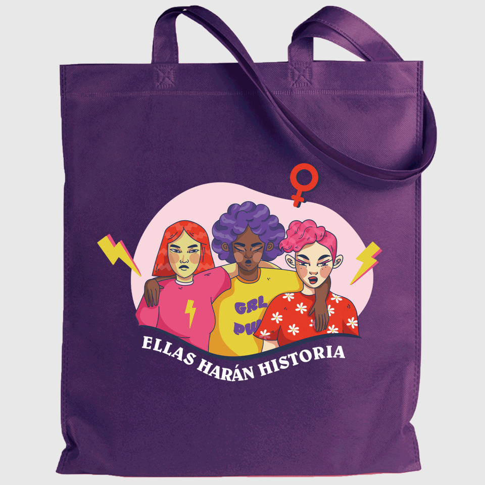 Tote bag para el día de la mujer diseño Ellas Harán Historia