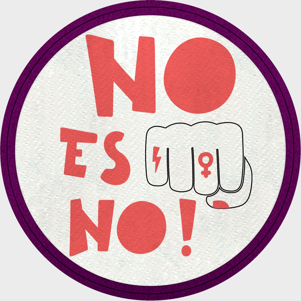 Parche redondo para el día de la mujer diseño No Es No