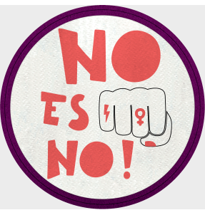 Parche redondo para el día de la mujer diseño No Es No