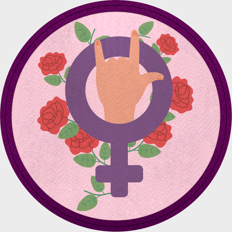 Parche redondo para el día de la mujer diseño Rosas