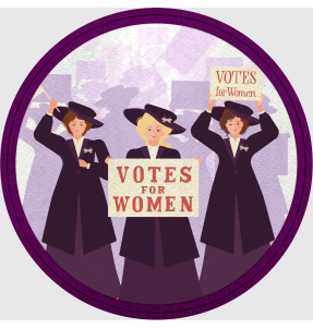 Parche redondo para el día de la mujer diseño Vote