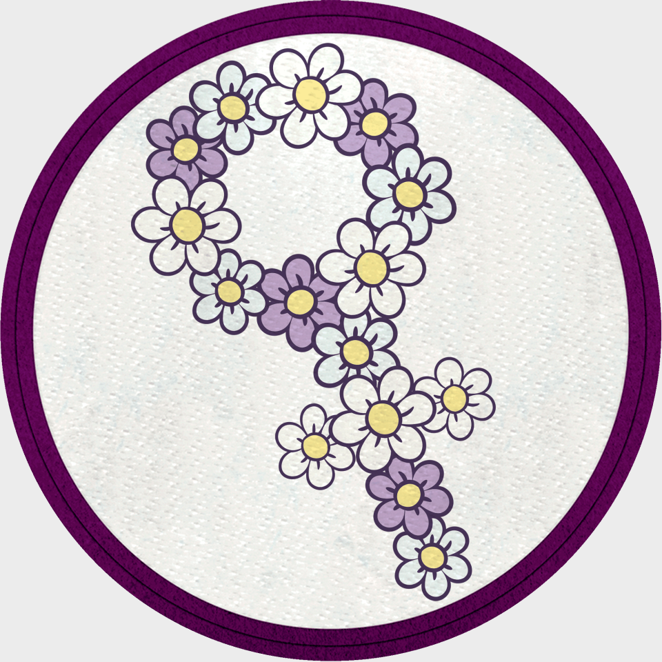 Parche redondo para el día de la mujer diseño Flores