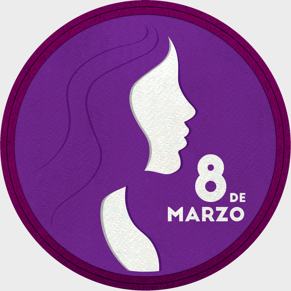 Parche redondo para el día de la mujer diseño Silueta