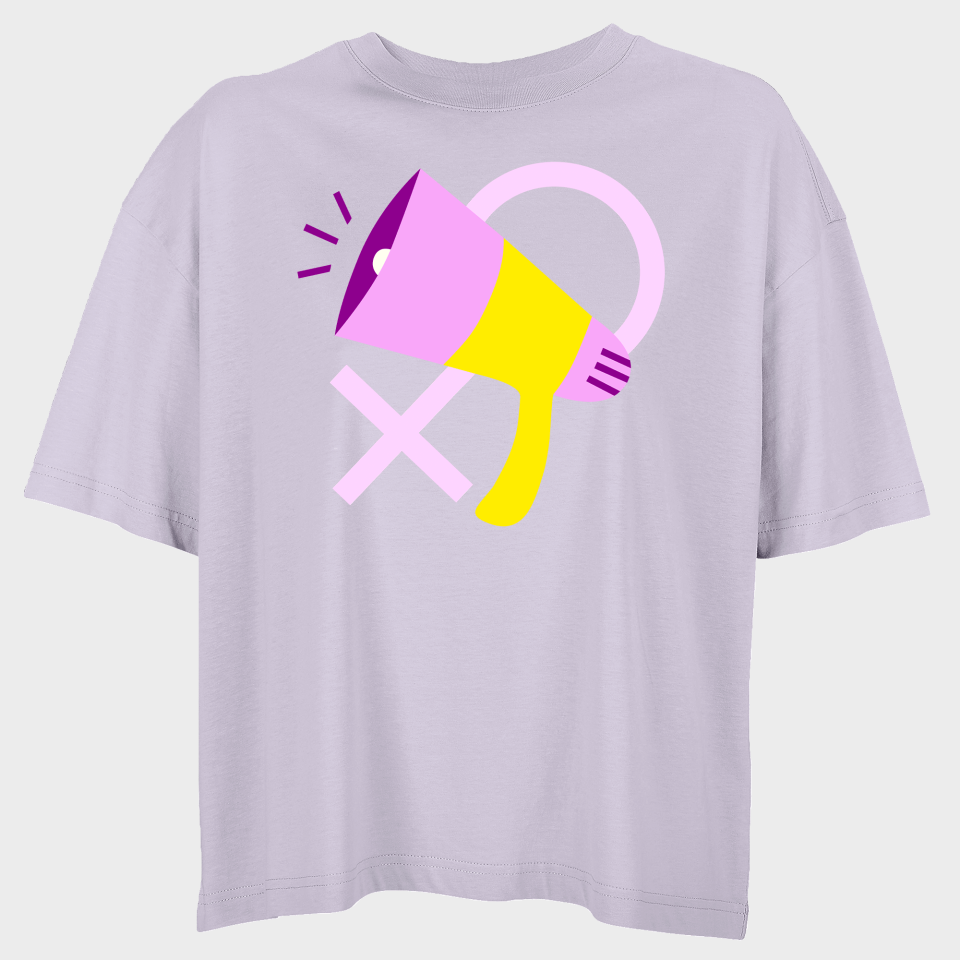 Camiseta oversize mujer para el día de la mujer diseño Megáfono