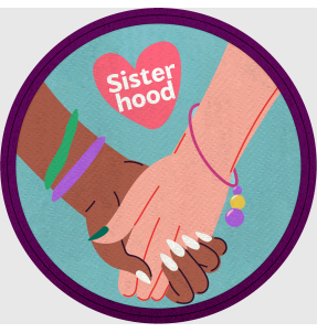 Parche redondo para el día de la mujer diseño Sisterhood