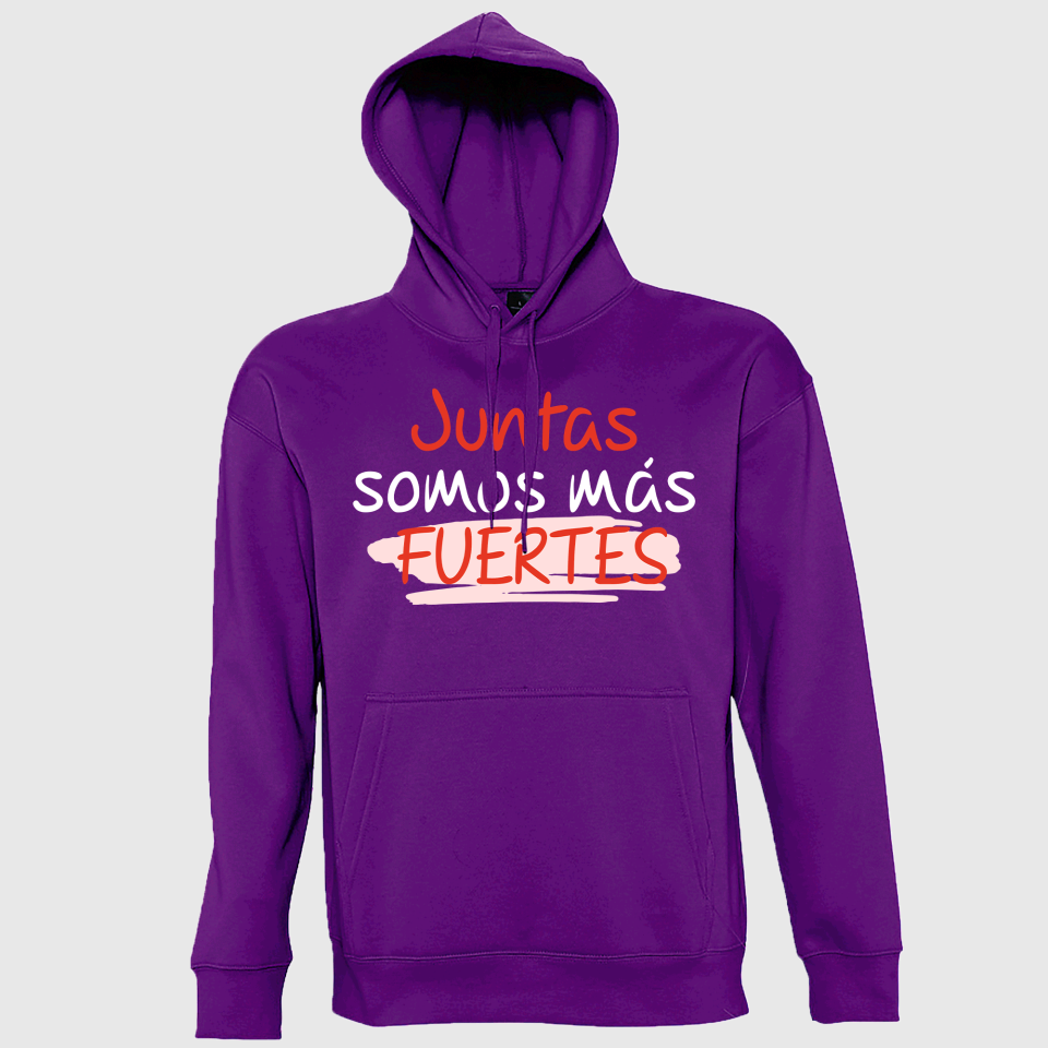 Sudadera con capucha para el día de la mujer diseño Juntas Somos Más Fuertes