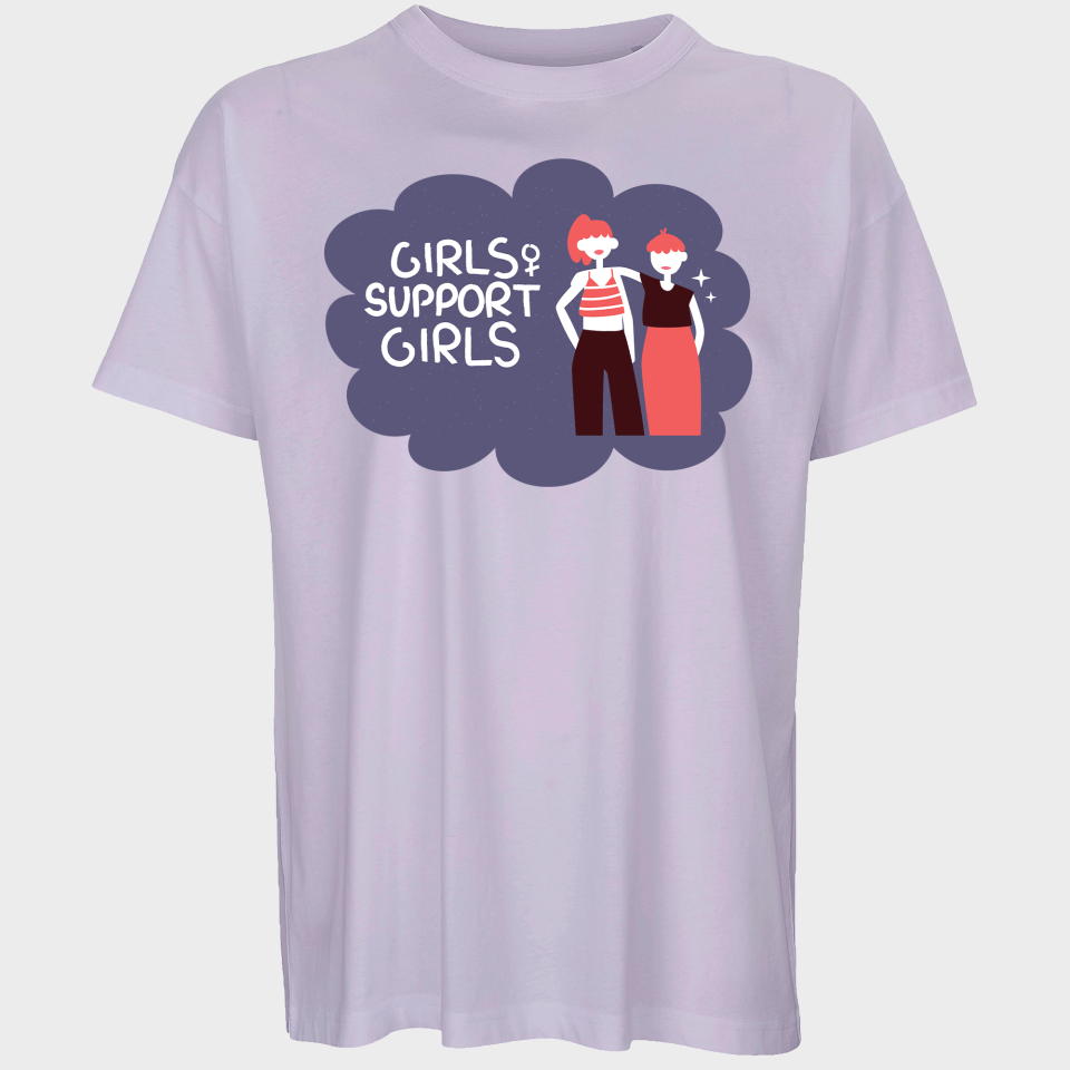 Camiseta oversize hombre para el día de la mujer diseño Girls Support Girls