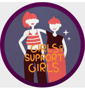 Parche redondo para el día de la mujer diseño Girls Support Girls