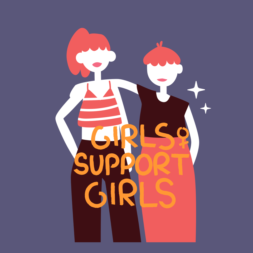 Parche redondo para el día de la mujer diseño Girls Support Girls