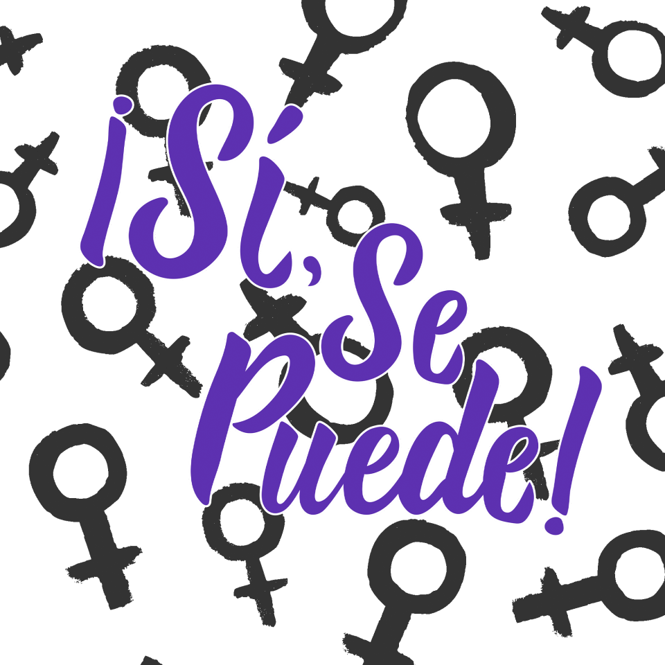 Parche redondo para el día de la mujer diseño Sí, Se Puede