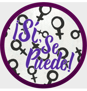 Parche redondo para el día de la mujer diseño Sí, Se Puede