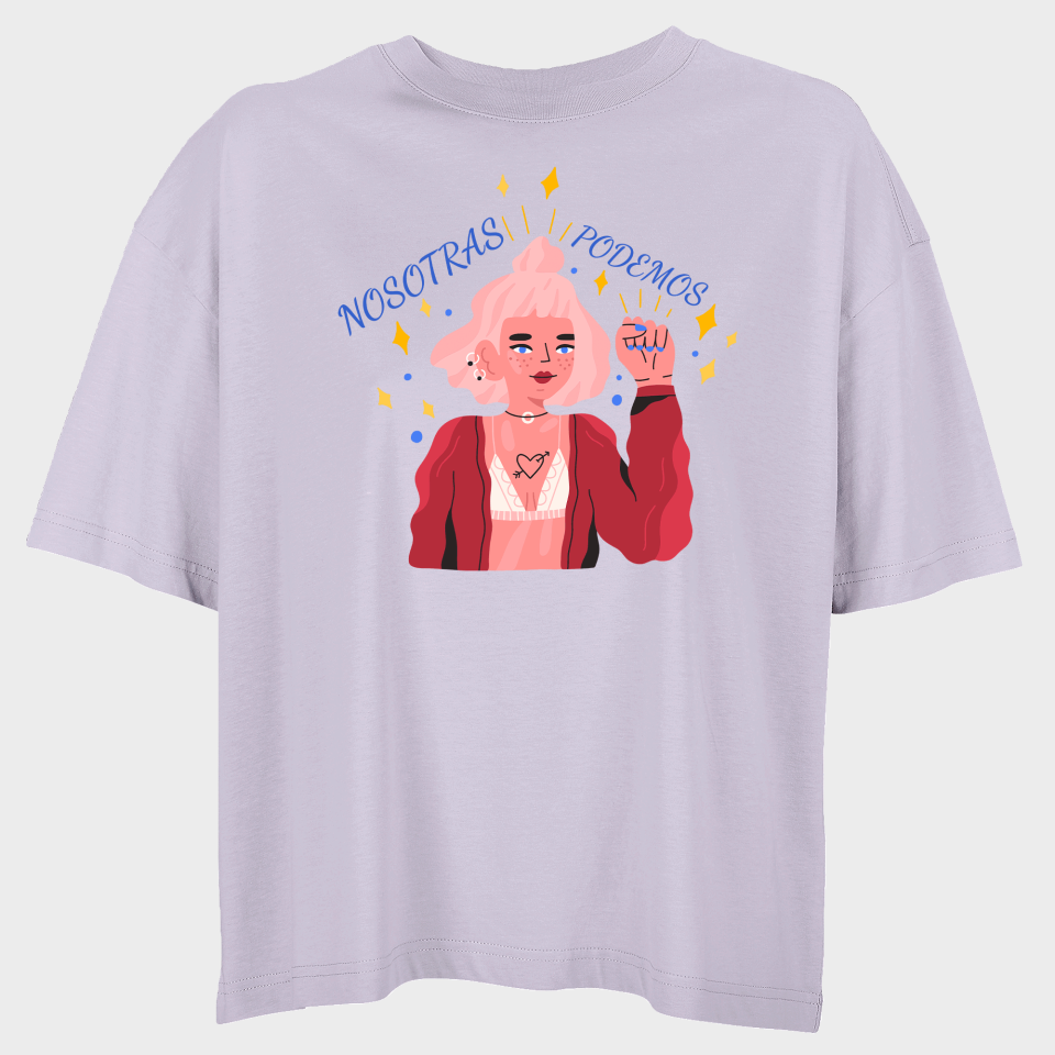 Camiseta oversize mujer para el día de la mujer diseño Nosotras Podemos