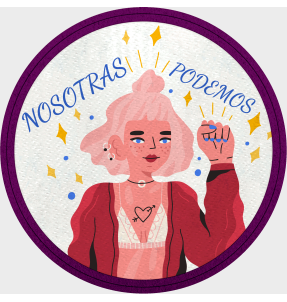 Parche redondo para el día de la mujer diseño Nosotras Podemos