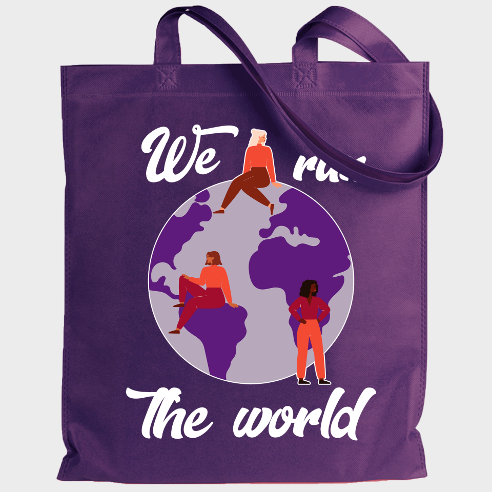 Tote bag para el día de la mujer diseño We Run The World