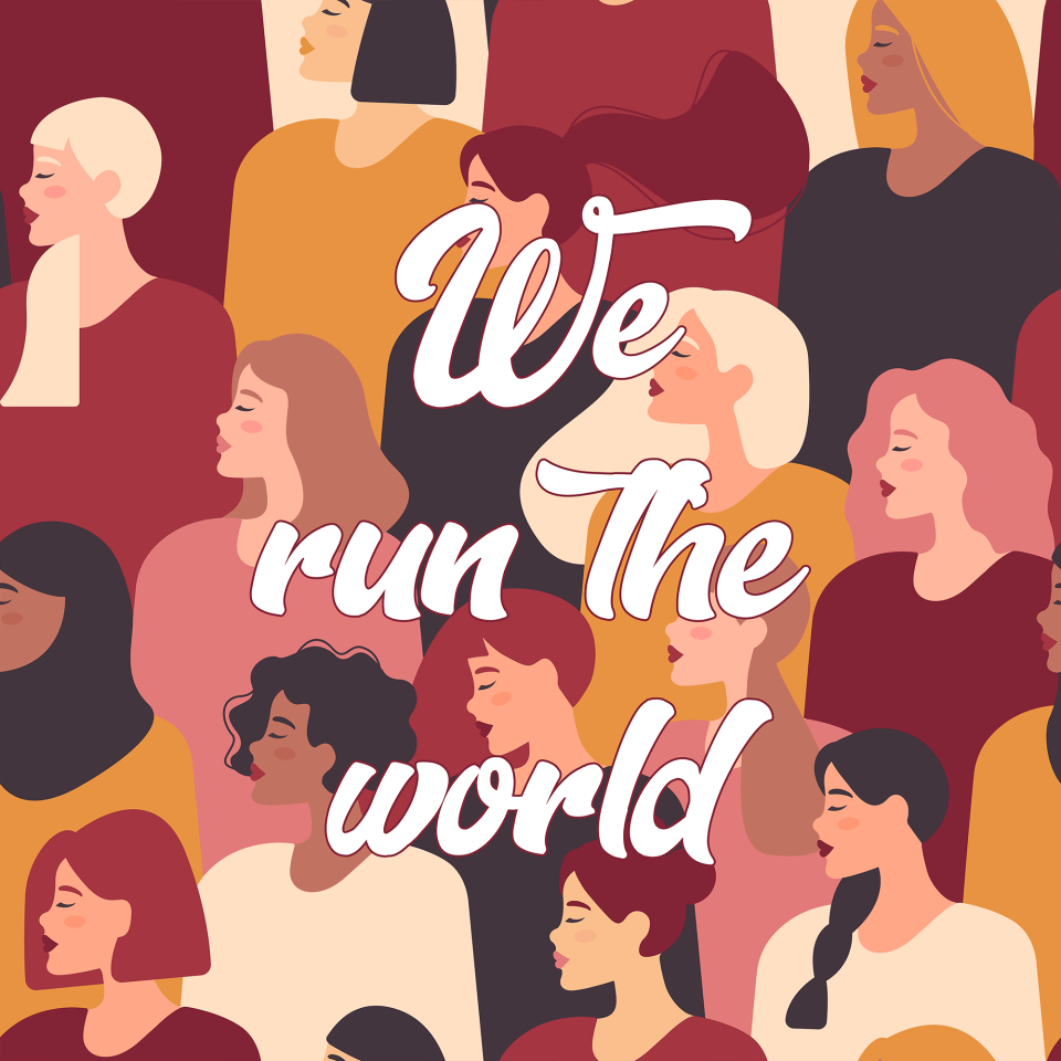 Parche redondo para el día de la mujer diseño We Run The World