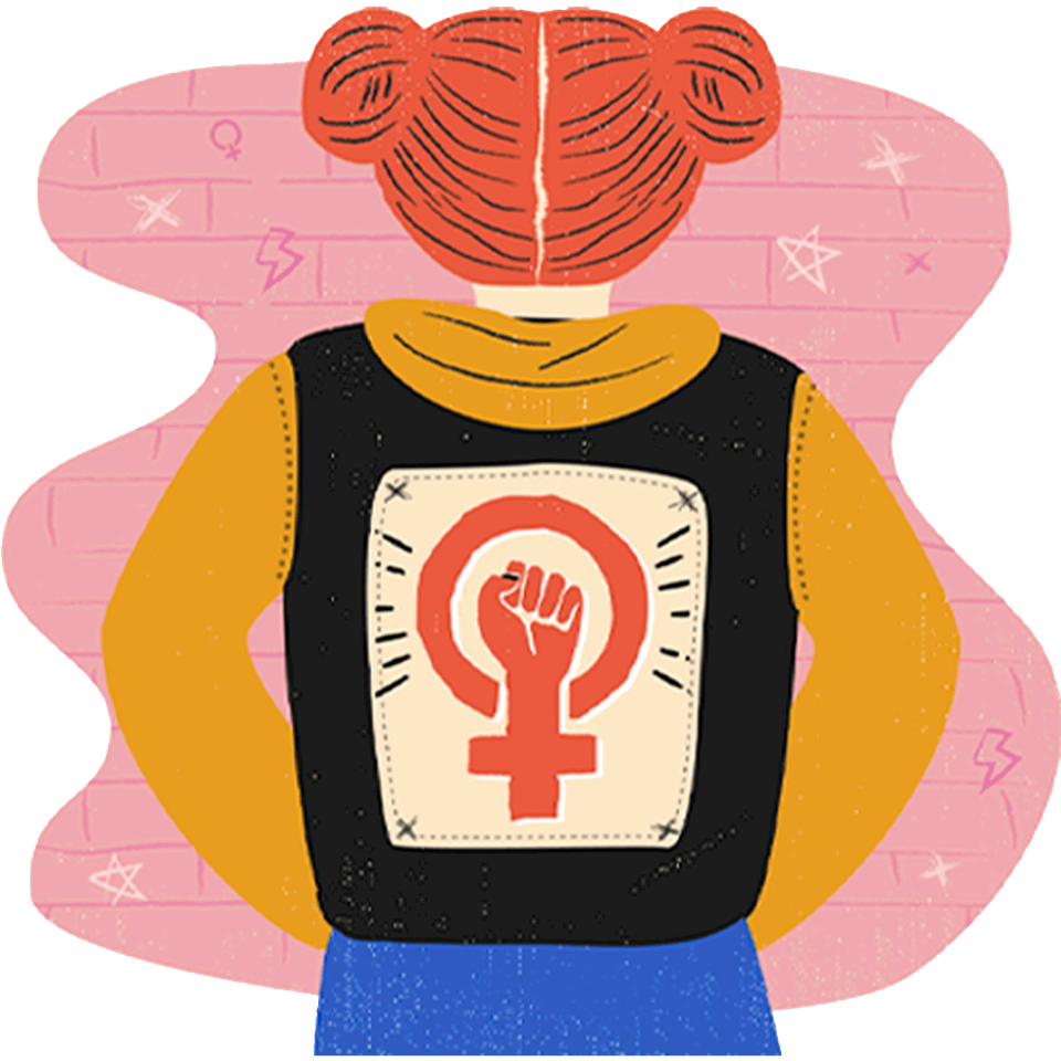 Camiseta oversize hombre para el día de la mujer diseño Chica Espalda